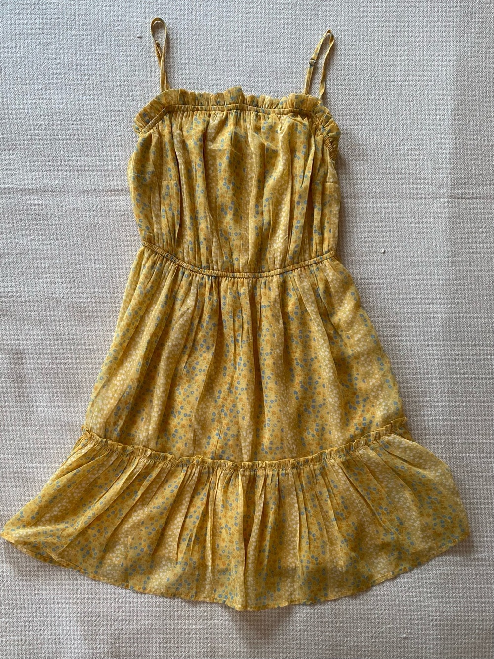Japna Yellow Floral Sundress with Ruffle Hem and Detail